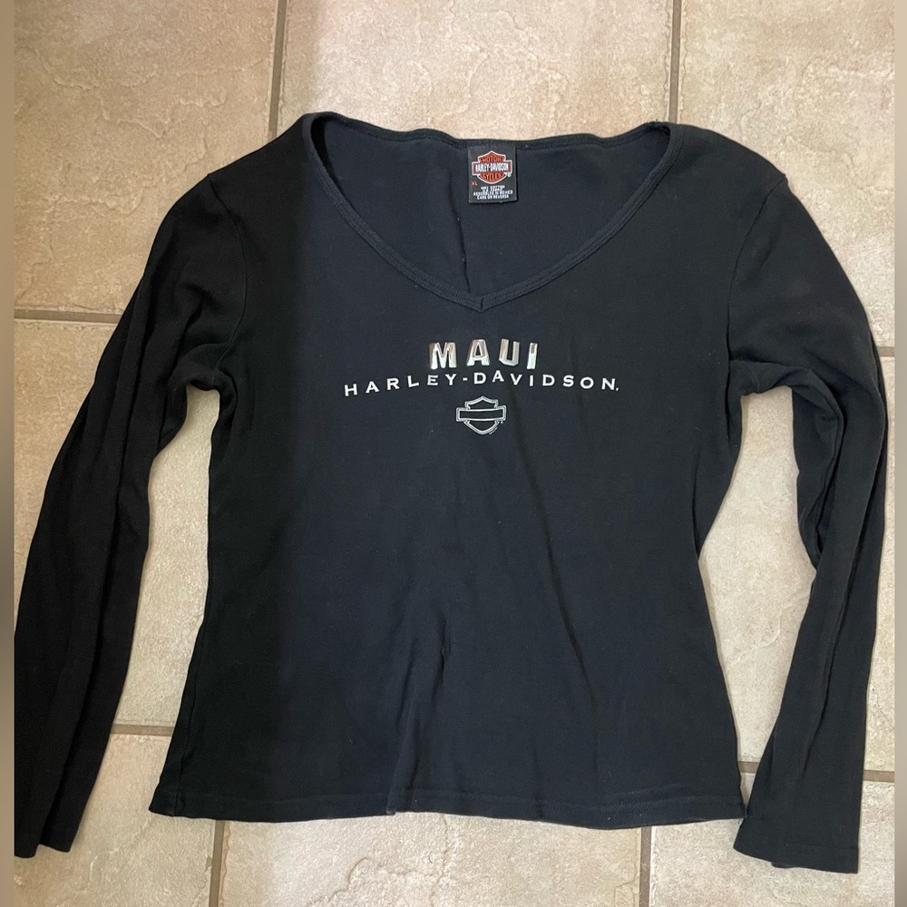 Long sleeve, Harley, Davidson, Y2K, V-neck